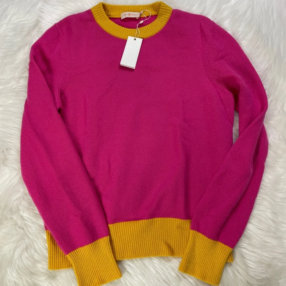 NWT Tory Burch Cashmere Color-block Sweater Pullover